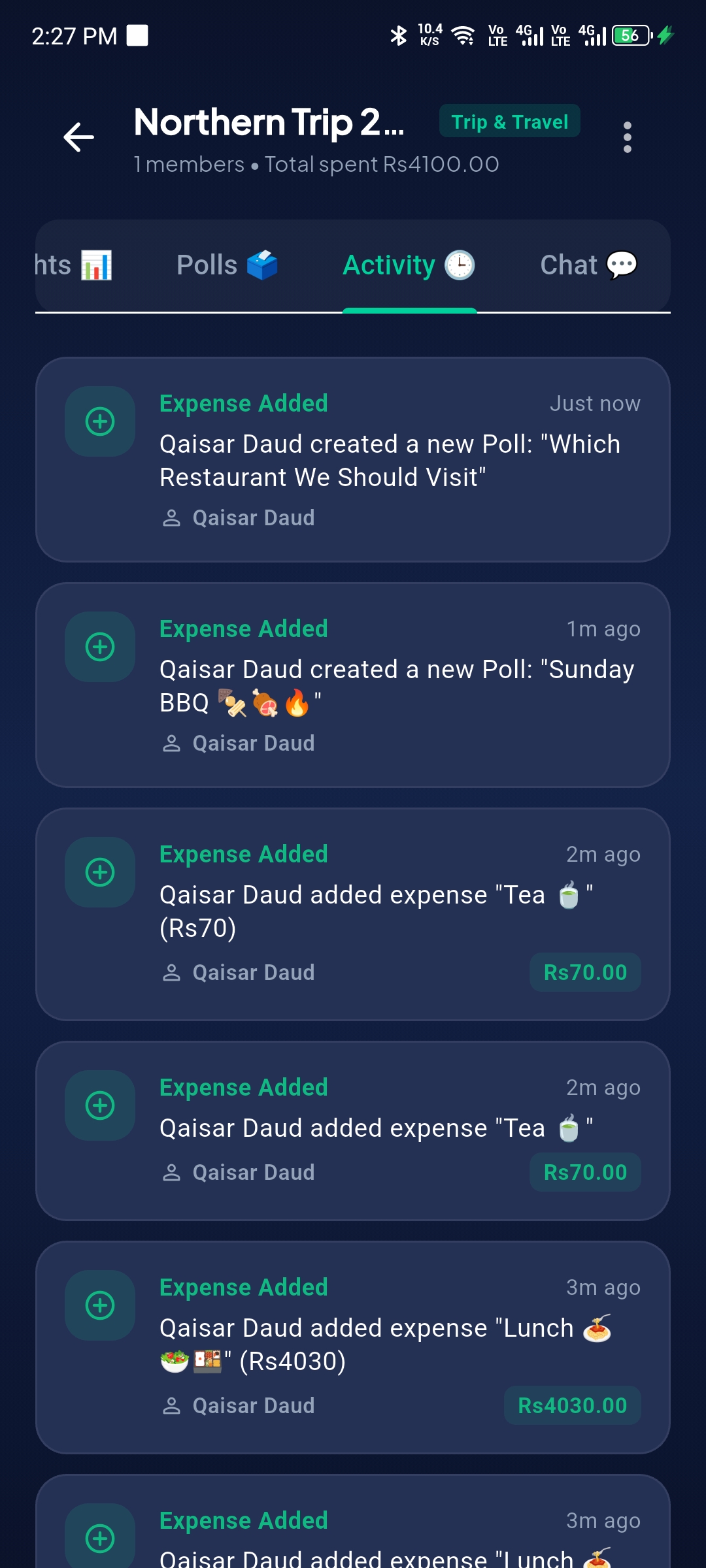 Chronological Activity Feed